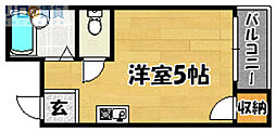 ヴィラ豊新 ワンルームの間取図画像