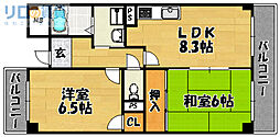 エトワール上新庄 2LDKの間取図画像