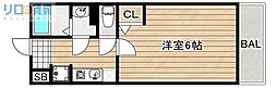 グランデュール長瀬 B棟 1Kの間取図画像