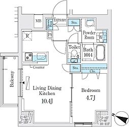 プライムブリス板橋本町 8階1LDKの間取り