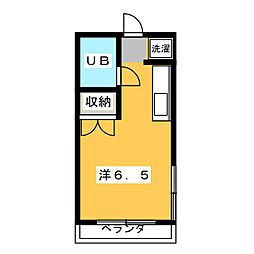 ハイムゆう 2階ワンルームの間取り