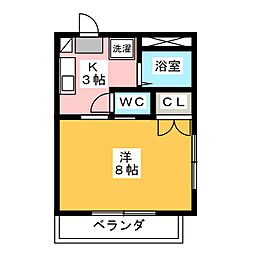 第2コーポときわ 1階1Kの間取り