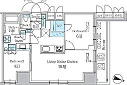 パークアクシス板橋本町ステーションゲート 6階2LDKの間取り