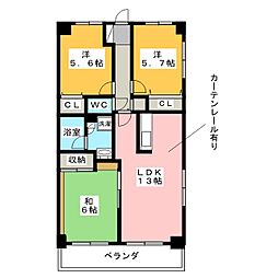 ツインタワー　東棟 2階3LDKの間取り