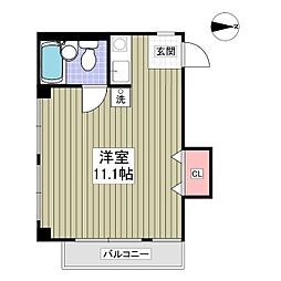 フレグランス蓮根 2階ワンルームの間取り