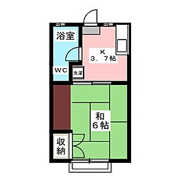 フジハイツ17号館 1Kの間取図画像