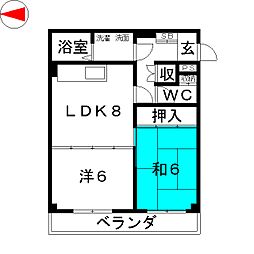 ドミール錦 2LDKの間取図画像