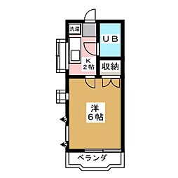 フラワーハイツ1 1Kの間取図画像