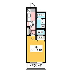 ルナ 1Kの間取図画像