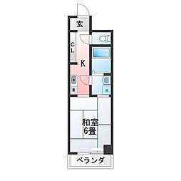 ローズハイツ 1Kの間取図画像