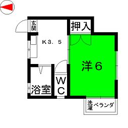 コーポ鵬 1Kの間取図画像