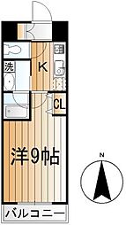 殿町デントヒルズ 2階1Kの間取り