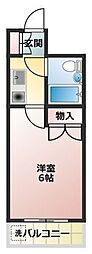 レオパレスRX生麦 1Kの間取図画像