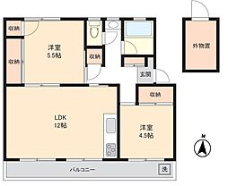 やよいマンションS-3 2LDKの間取図画像