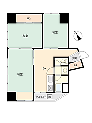 東大畑コーポラス 3DKの間取図画像