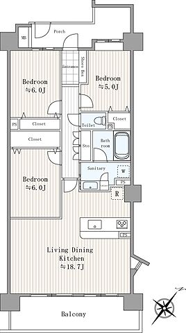 間取り コスモ・ザ・パークス調布多摩川 4階/-