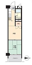 カーサ大森B 1DKの間取図画像