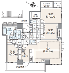 大阪市北区中津1丁目マンション 3LDKの間取図画像