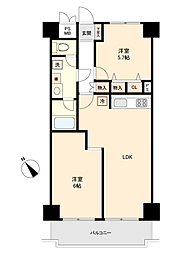 ダイアパレス大川前 2LDKの間取図画像
