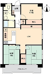 西川口第2ローヤルコーポ 3LDKの間取図画像