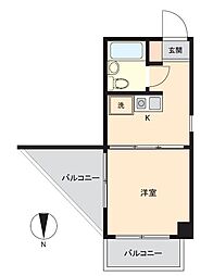 ジュネス相ノ木 1Kの間取図画像