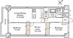 ライオンズマンション調布D棟 2SLDKの間取図画像