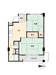 希望ケ丘コーポラスE棟 2Kの間取図画像