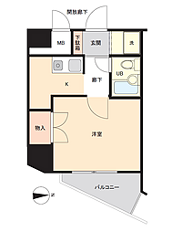 ウエストプラザ花京院 1Kの間取図画像