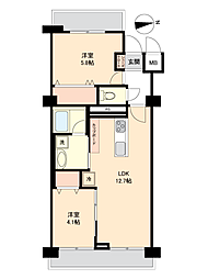 ライオンズマンション上大岡第2 2LDKの間取図画像