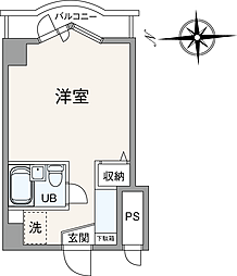 スカイコート函館 ワンルームの間取図画像