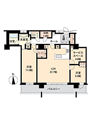 コスモポリス品川 2SLDKの間取図画像