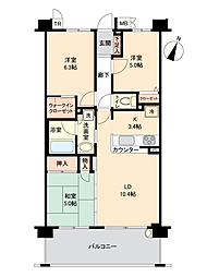 エンゼル柴又プロムテラス 3LDKの間取図画像
