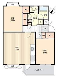 新検見川ビレジ9号棟 2LDKの間取図画像