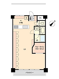 エスペランサ第7十日市場 ワンルームの間取図画像