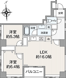 アルカーデンシティリンクス新宿 2LDKの間取図画像