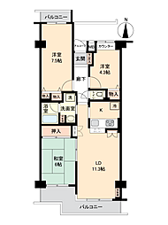 サンハイツ河辺 3LDKの間取図画像
