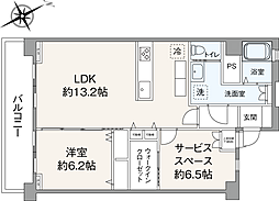 山手通りオークレジデンス 1SLDKの間取図画像