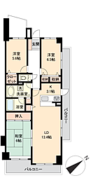 ダイアパレス火の山公園 3LDKの間取図画像