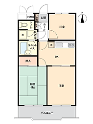 セザール第二青梅 3DKの間取図画像