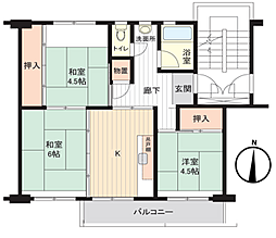 新栄町団地3-5 3Kの間取図画像