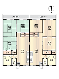 末吉マンション 3LDKの間取図画像