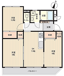 ライオンズマンション南太田 2LDKの間取図画像