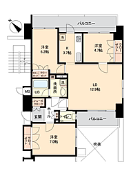 ビバシティ浜の町アトリウム 3LDKの間取図画像
