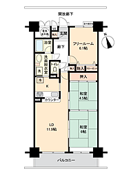 水鉄アーバンコンフォート岩出 2SLDKの間取図画像