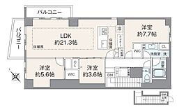 クレセントマンション 3LDKの間取図画像