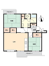くずは台団地6号 2LDKの間取図画像