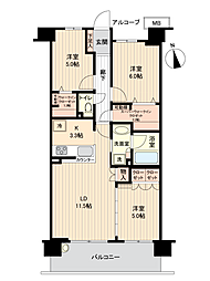 デュオヒルズつくばMIRAI 3LDKの間取図画像