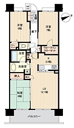 クリオ衣笠フィルソーレ 3LDKの間取図画像