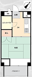 ビラ賢島D棟 ワンルームの間取図画像