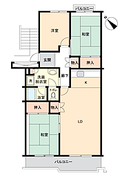 南山第一住宅1-5-4 3LDKの間取図画像
